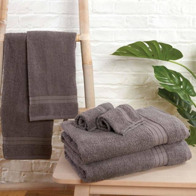 Brentfords 100% Cotton 4 Pack Face Cloths - Grey