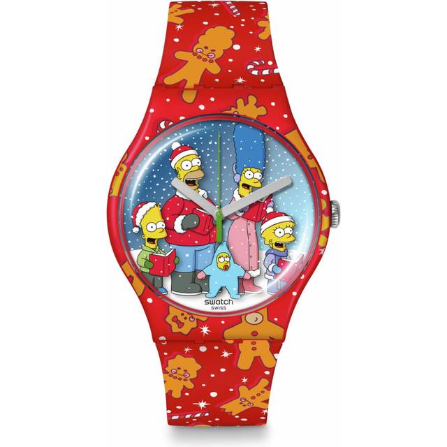 Swatch Simpsons Winter Wonderland Red Gingerbread Watch SUOZ361