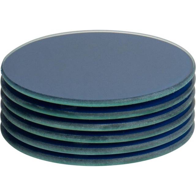 Harbour Housewares - Round Glass Coasters - 10cm - Hague Blue (0.5cm X 10cm W X 10cm D)