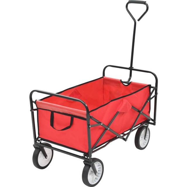 vidaXL Folding Hand Trolley Steel Red - red