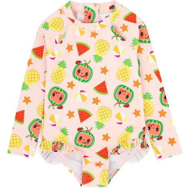 (12-18 Months, Pink/Yellow/Green) Cocomelon Girls Frill One Piece Swimsuit