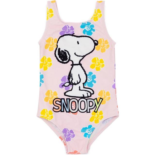 (3-4 Years, Pink/White/Yellow) Snoopy Childrens/Kids One Piece Swimsuit