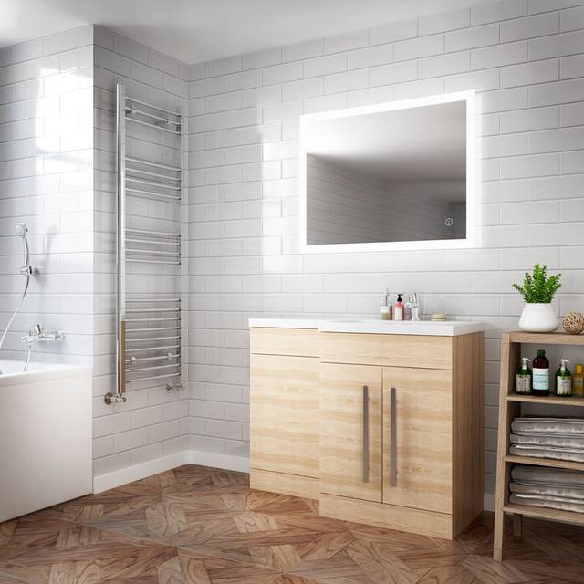 Horizontal Vertical led Illuminated Bathroom Mirror 900 x 700 mm Mirror Light Touch Sensor + Demister - Elegant
