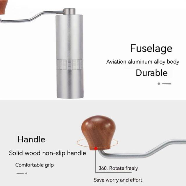 Portable Manual Coffee Grinder Stainless Steel Burr Grinder Conical Coffe Bean Mill Adjustable Coarseness for Espresso-A