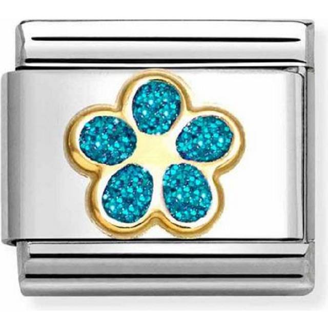Nomination Classic Gold and Enamel Glitter Light Blue Flower Flowers &