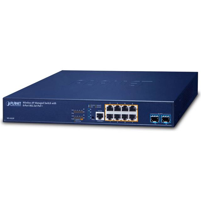 PLANET Wireless AP Managed Switch Gigabit Ethernet (10/100/1000) Power over Ethernet (PoE) 1U Blue