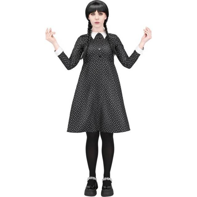 Halloween ladies gothic polkadot school dress