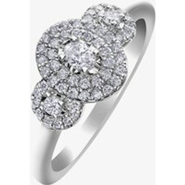 9ct White Gold 0.33ct Diamond Triple Cluster Ring 30807WG/33-10 O - Silver