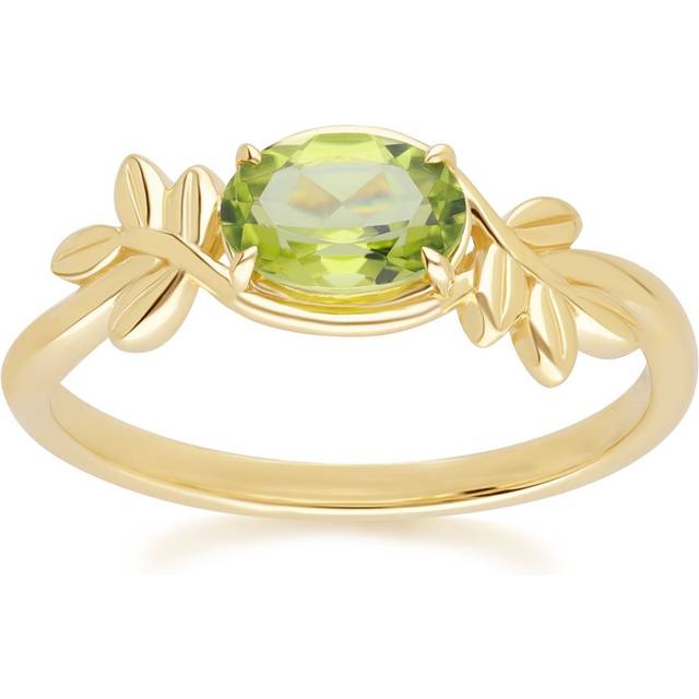 O Leaf Peridot Ring In 9ct Yellow Gold