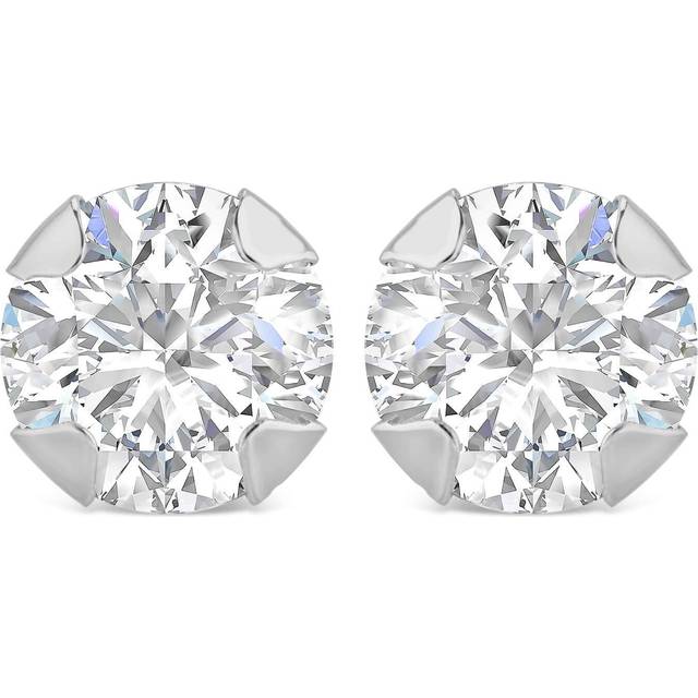 9ct White Gold 5mm Four Claw Cubic Zirconia Stud Earrings - One Size