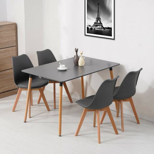 Rectangle Dining Table with Chairs Set - Grey