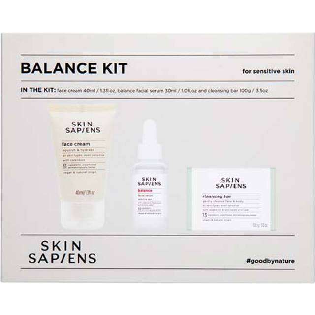 Skin sapiens balance kit face cream, facial serum & cleansing bar - & boxed