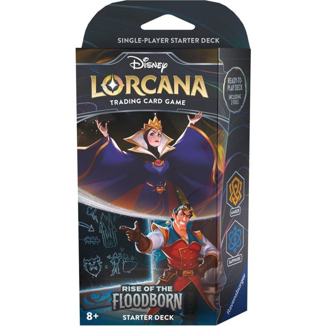 Disney Lorcana Trading Card Game Rise of the Flooborn Amber and Sapphire Starter Deck