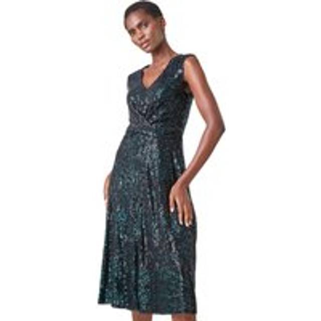 Roman sequin twist front midi stretch dress for women uk - ladies