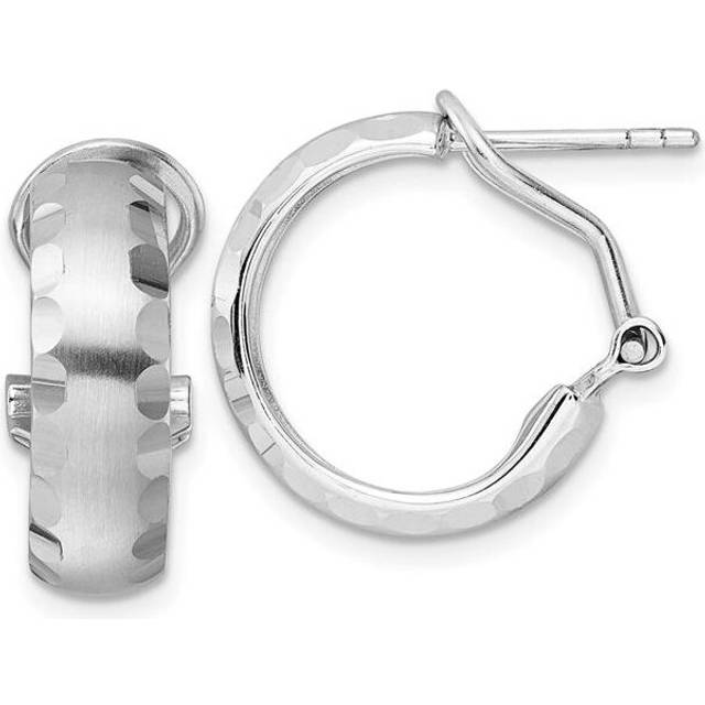 Leslies Radiant Essence Sterling Silver Rhodium-Plated Brushed Diamond-Cut Omega Back Earrings