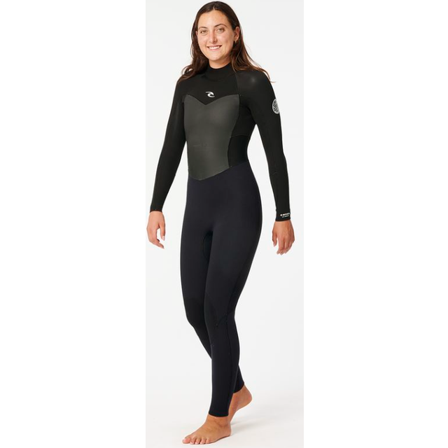 Rip Curl - Women's Omega 4/3 Steamer Back Zip - Wet suit size 12 - Regular, black