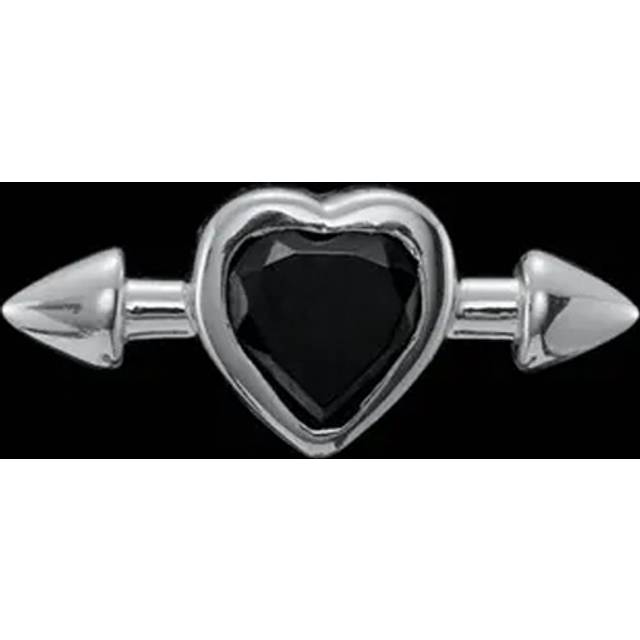 Pierced heart ear stud bergskristall silver