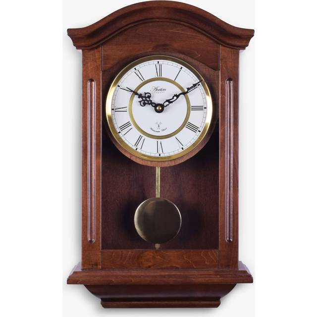 Acctim Thorncroft Pendulum Wall Clock Radio Controlled Hourly Westminster Chime Carved Dark Wood (28.1cm W X 47.7cm H X 11.2cm D)