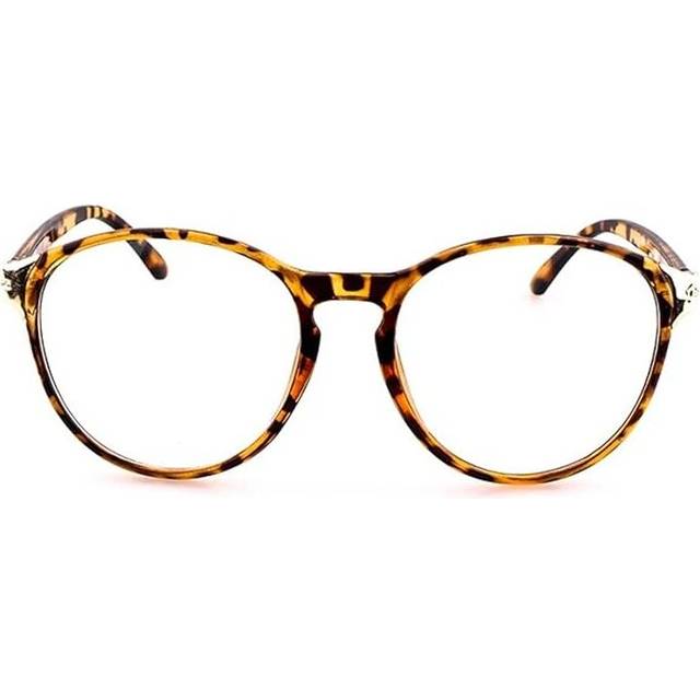 Unisex S2166 Plastic Frame Metal Engraved Detail Round 55mm Eyeglasses (leopard)