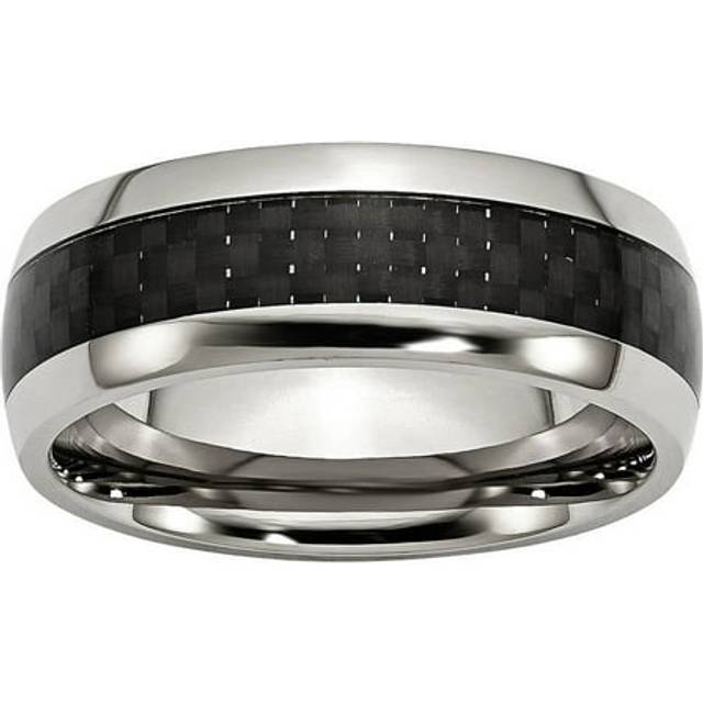 Bridal SR25-13 8 mm Stainless Steel Polished with Black Carbon Fiber Inlay Band, Size 13