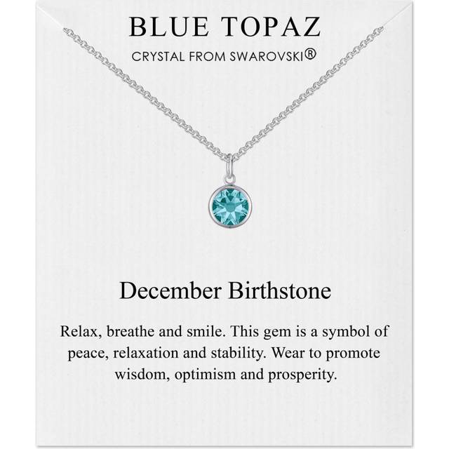 December (Blue Topaz) Birthstone Necklace Created with Swarovski Crystals - Multicoloured