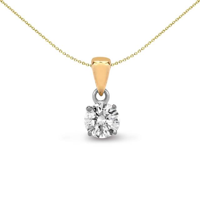 Jewelco London Ladies Solid 18ct Yellow Gold 4 Claw Set Round G SI1 0.25ct Diamond Solitaire Charm Pendant - 18P004-025
