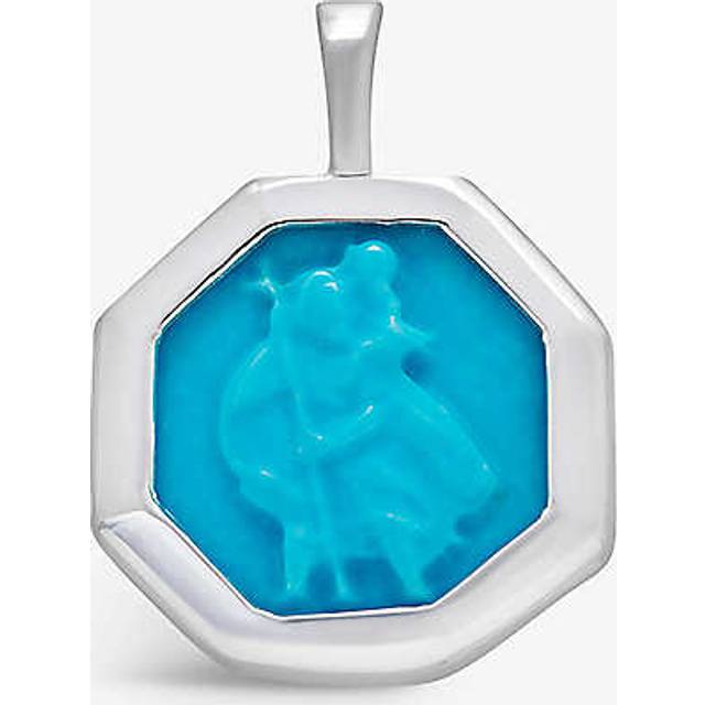 Monica Vinader St Christopher Turquoise Charm, Silver/Blue