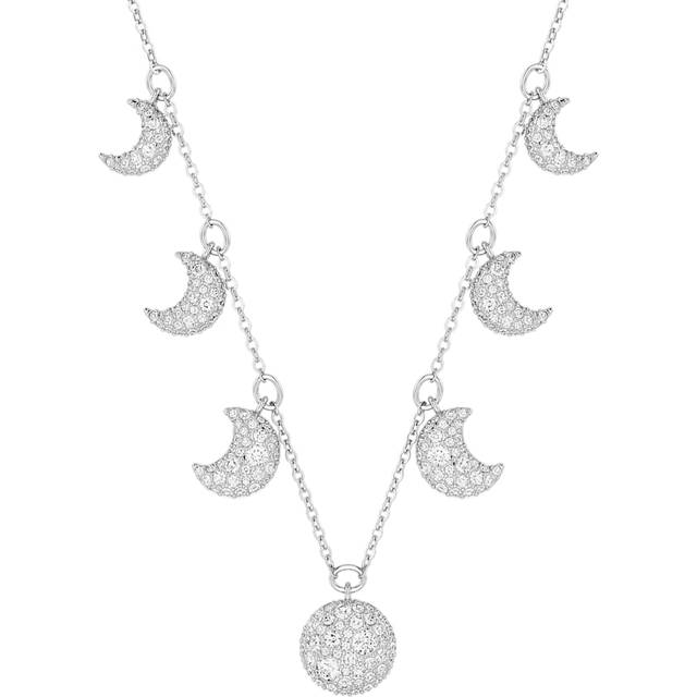 Luna choker, Moon, White, Rhodium plated - OS