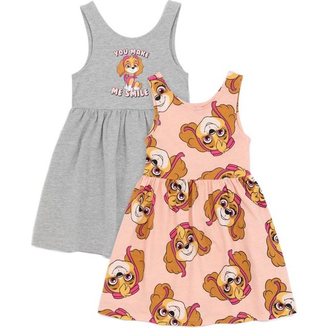 (5-6 Years, Grey/Pink) Paw Patrol Girls You Make Me Smile Skye Dress (Pack of 2)