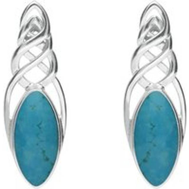 Sterling Silver Turquise Celtic Long Marquise Stud Earrings