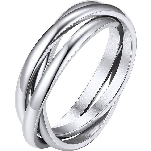 18K Plated Interlocked Rolling Fidget Ring for Anxiety for Women and Men, Stainless Steel/Tricolor/Rainbow/Rose Gold/Black/Gold Stacking Ringï¼11ï¼