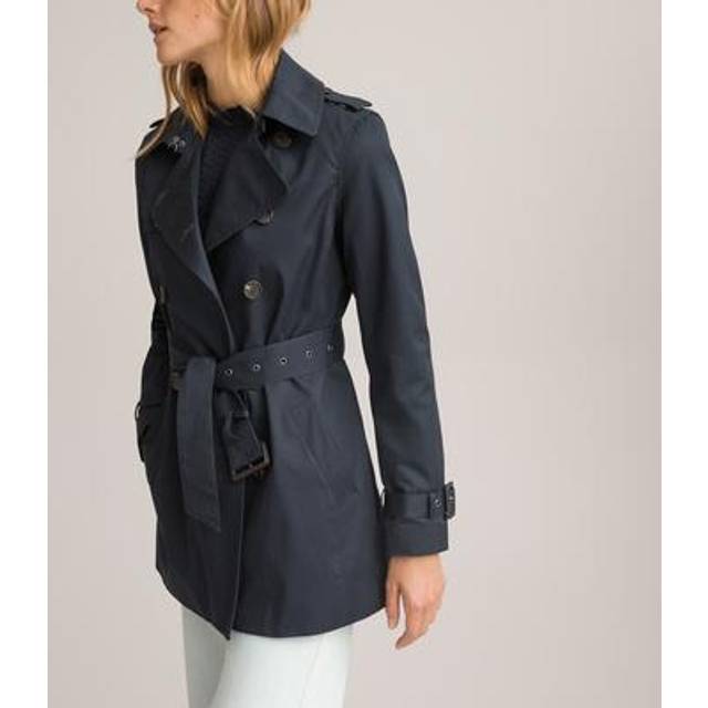 Cotton Mid-Length Trench Coat - Navy Blue - 6
