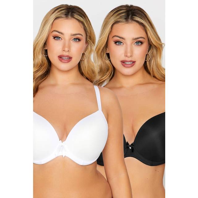 Yours 2 Pack White & Black Plunge Microfibre Bras - 48C