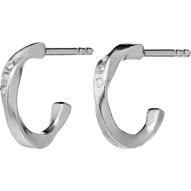 Maanesten Echo Silver Twisted 12mm Half Hoop Earrings 9861C