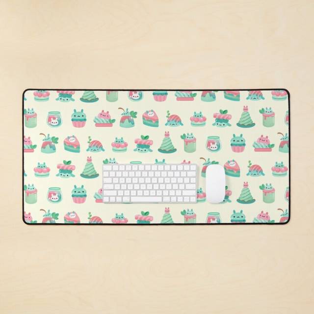 Desk Mat Choco Mint Rabbit Large Gaming Mouse Pad 35x16 inch