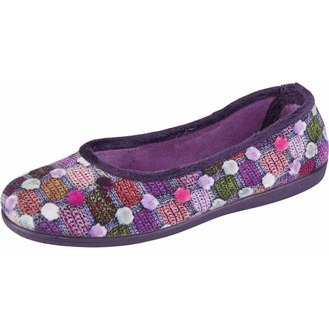 Sleepers Samira Memory Foam Slippers Womens | Slippers  | Purple/Multi  | UK Size 5