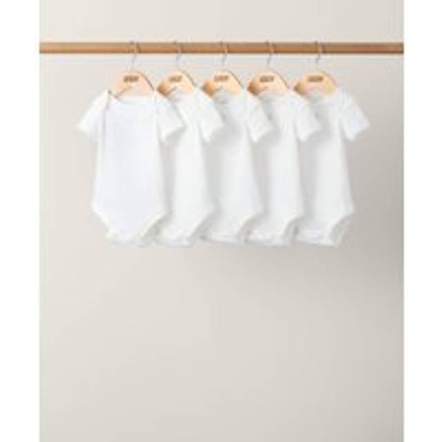 Organic Shortsleeved Bodysuits (5 Pack) - White - WHITE - 6-9 Months