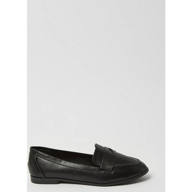 Dorothy Perkins Womens Loafer Flats Black Faux Suede Wide Fit Penny Slip On