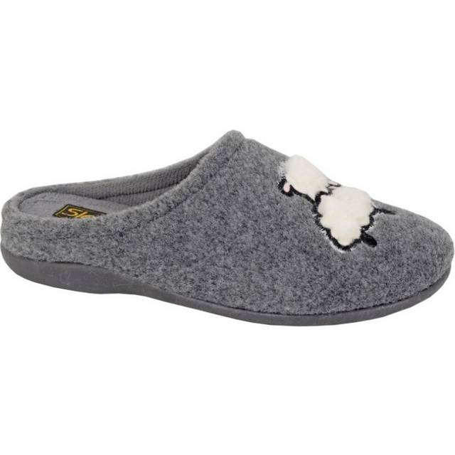 Sleepers Dam/Dam Suzie Får Memory Foam Tofflor 5 UK grå