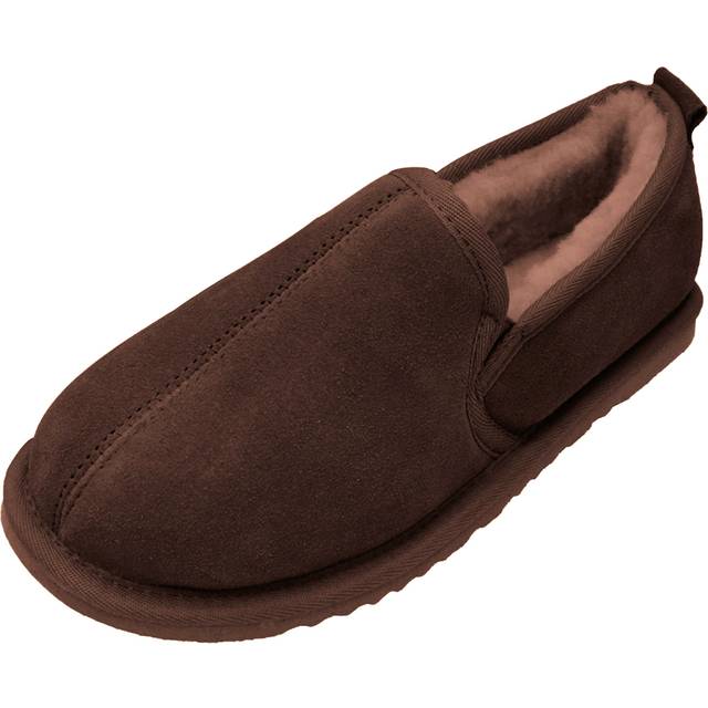 (8 UK, Chocolate) Eastern Counties Leather Mens Sheepskin Lined Soft Suede Sole Slippers