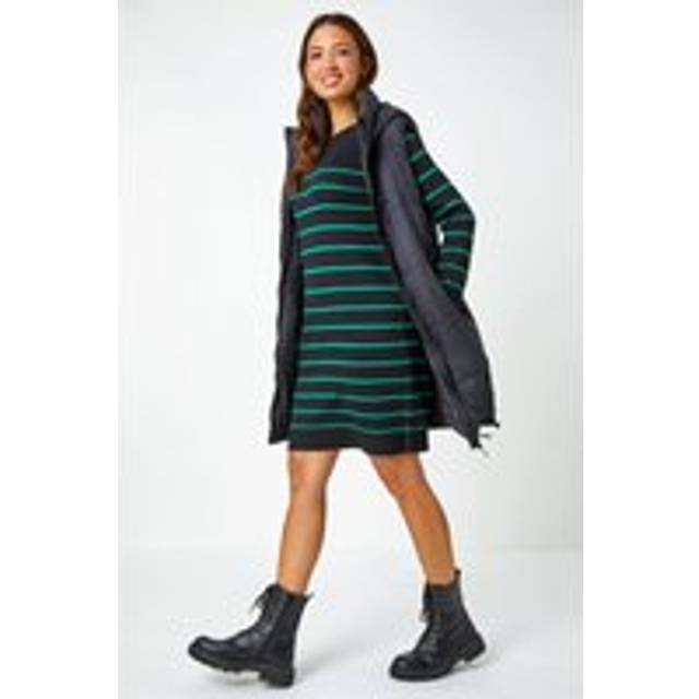 Roman stripe print knitted jumper dress for women uk - ladies