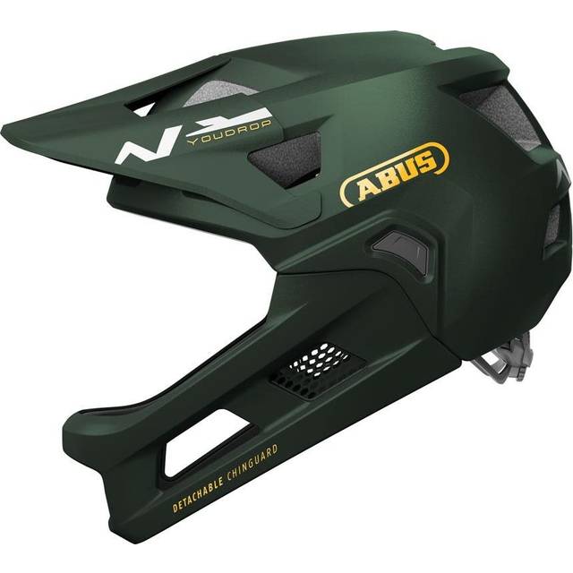 ABUS MTB helmet YouDrop FF - full-face helmet for kids and teens - for entry-level mountain biking - with removable chin guard - green, size S