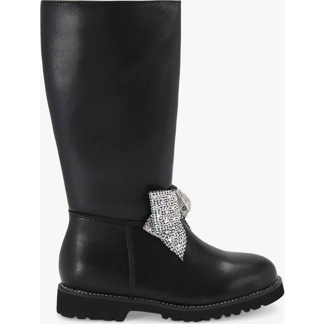 Kurt Geiger London Girls Black Kids Kensington High-leg Leather Boots 7-9 Years Eur 32 / 13 Uk - BLACK