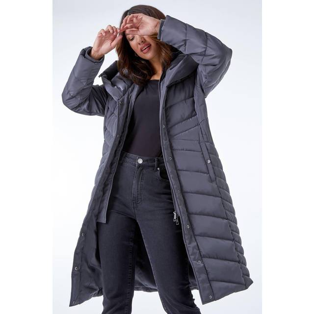 Zip through padded longline coat - ladies roman originals women