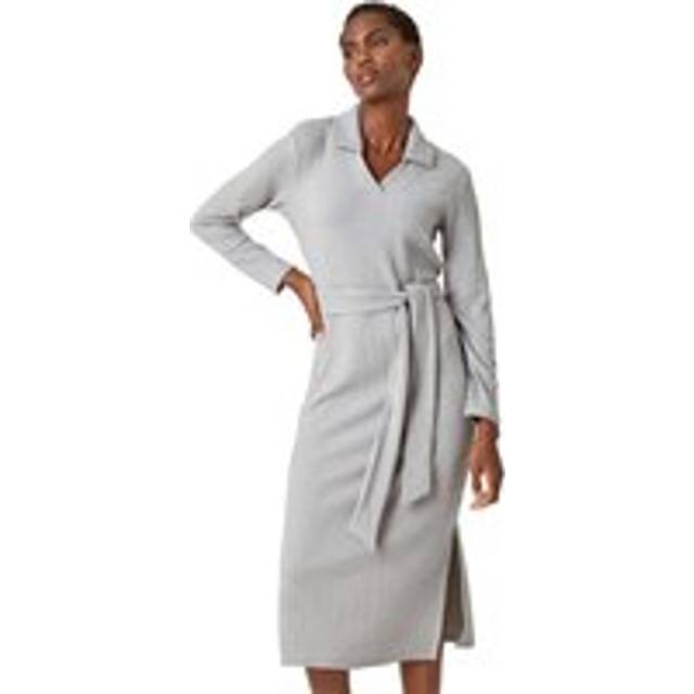 Roman Womens Ribbed Midi Jumper Stretch Dress - Grey - Size 20 UK
