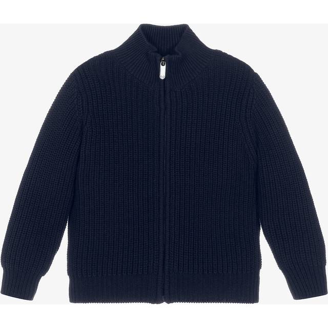Il Gufo Boys Blue Cotton Knit Zip-Up Cardigan - 4 year
