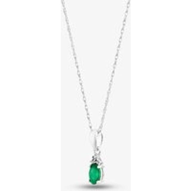 9ct White Gold 0.19ct Emerald & 0.007ct Diamond Pendant QP00178 9KW-EM - Green