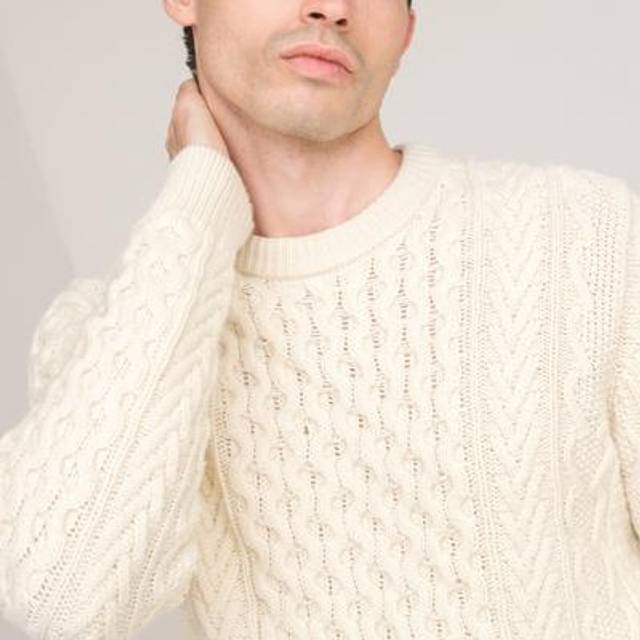 Jumper with Twisted-Knit Round-Neck Signature DAMIEN - Ecru - 3XL