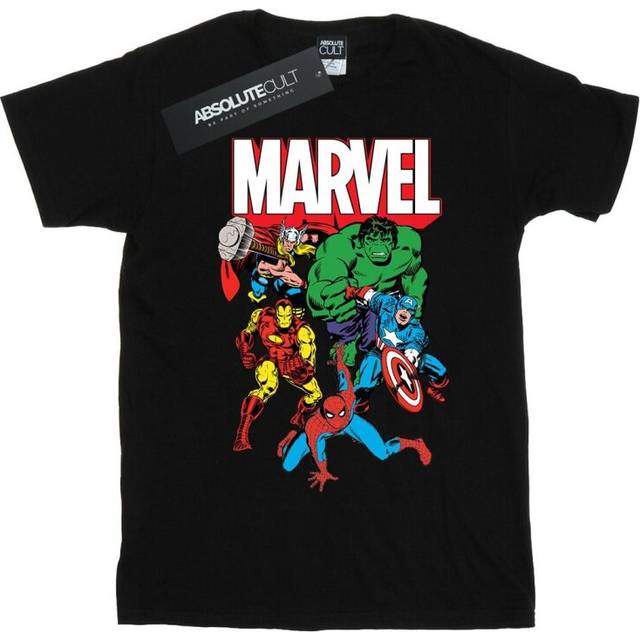 (M, Black) Marvel Womens/Ladies Hero Group Cotton Boyfriend T-Shirt