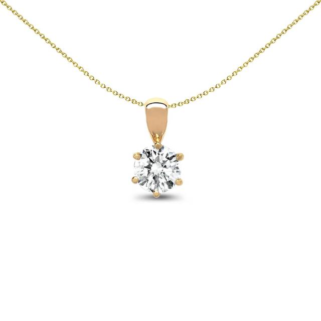 Jewelco London Ladies Solid 18ct Yellow Gold 6 Claw Set Round G SI1 0.15ct Diamond Solitaire Charm Pendant - 18P001-015